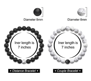 8mm <strong>Gem</strong> Semi-Precious White Howlite Black Lava <strong>Stone</strong> Diffuser <strong>Bracelet</strong> Beaded Stretch Couples Friendship <strong>Bracelet</strong> for Women Men - Product Image 3