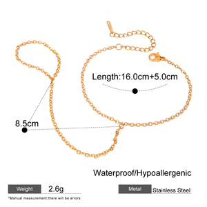 <span class=keywords><strong>Bracelet</strong></span> de main réglable <span class=keywords><strong>avec</strong></span> anneau, motif Œil de l'Évil, perles dorées, élastique, chaîne tennis, pierres de zircon - Product Image 6
