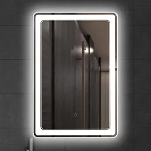 مرآة إلكترونية حديثة عالية الجودة مضادة للضباب بمصابيح LED وهي مرآة حمام ذكية مربعة الشكل بدون إطار من مصنعي المرايا
