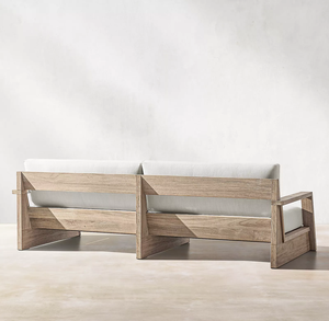 Ensemble de canapés d'extérieur en bois élégant et intemporel, résistant aux intempéries, en teck, avec des coussins doux et confortables - Product Image 4