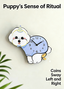 Orologio <span class=keywords><strong>da</strong></span> <span class=keywords><strong>Parete</strong></span> Analogico al Quarzo con Lancette Silenziose, Design Cucciolo Carino, per Soggiorno - Product Image 4