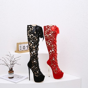 High Quality 2025 Botine Femme Fashion Sexy Ribbon Platform Heels 35-42 Ladies Peep Toe Women's Stiletto <b>Boots</b> - Product Image 3