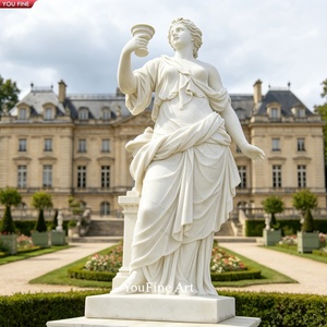 YOUFINE Coppia di Sculture in Marmo Bianco a Grandezza Naturale della Dea della Raccolta, <span class=keywords><strong>Statua</strong></span> di Ceres con Cesto di Frutta sulla <span class=keywords><strong>Testa</strong></span> per Decorazione Bilaterale da Giardino - Product Image 6