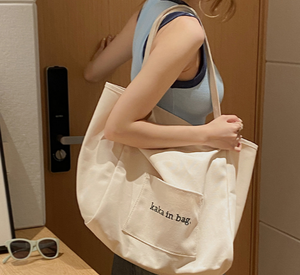 Borsa Tote in Tela di Cotone 12A Personalizzata, Borsa Ecologica per la Spesa, Grande Capacità, Stile di Vita, Colore Unico, Borsa per <span class=keywords><strong>Yoga</strong></span> - Product Image 5