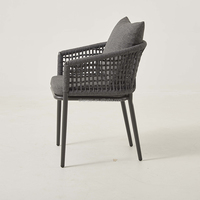 Chaises de salle à manger en aluminium tressé de luxe, design moderne de chaise de restaurant noire pour table