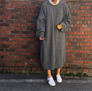 Tendência: Último Estilo Casual, Suéter Longo Oversize, Vestidos Maxi Chunky para Mulheres no Inverno - Product Image 1