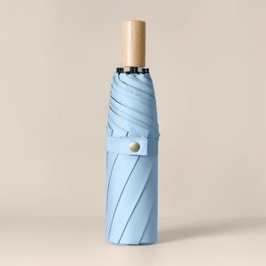Paraguas Plegable de 3 Secciones con 8 Varillas, Mango de Madera, Resistente al Viento, con Cordón, Diseño Chino de Alta Moda - Product Image 3
