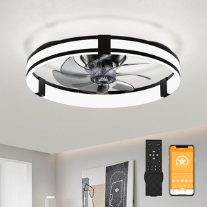 Low Profile Ultra Thin <b>Ceiling</b> Fan <b>Light</b> Silent Copper Motor Reversible Airflow Timing Fan <b>Light</b> For Low <b>Ceiling</b> Room - Product Image 1