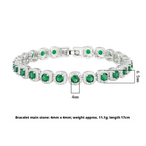 Fashion Jewelry Eco-friendly <b>Copper</b> 4mm Green Jade Cubic Zirconia Tennis <b>Bracelet</b> for Retro Elegant Daily Wear - Product Image 2
