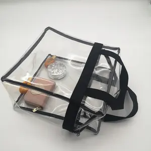 Sac à main de plage d'été en PVC Transparent, sac à main de voyage en PVC Transparent, sac fourre-tout Transparent pliable à la mode avec poches zippées unisexe