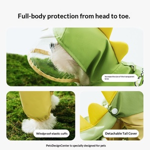 Honden buitenregenjas met vier poten, waterdicht ontwerp, 3D dinosaurustail, teddy, voor middelgrote en grote honden, alle seizoenen kleding - Product Image 3