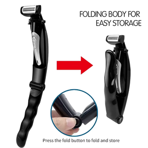 Tondeuse corporelle détachable avec corps pliable pour rangement, rasoir dorsal rechargeable Type-C avec base de charge - Product Image 2