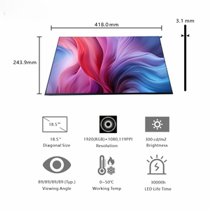 Pantalla Industrial FHD Grande de 18.5 Pulgadas |   Resolución de 1920×1080, Interfaz LVDS, Brillo de 300cd/m² para Monitoreo de Equipos - Product Image 1