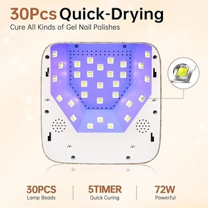 72W <b>Rechargeable</b> Professional UV LED Nail <b>Lamp</b> Home Use Dual Light Sparkly Gel Polish Quick Dry Curing <b>Lamp</b> 5 Timer Setting - Product Image 4