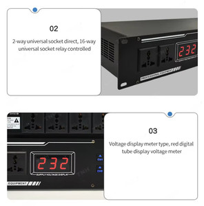 Controlador Secuenciador de Potencia Profesional de Audio de Alta Fidelidad de 16 + 2 Canales con Protección USB SC y Conexión en Cascada de 232 Controles - Product Image 5