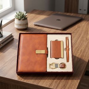 Ensemble cadeau d'affaires de luxe en cuir PU de qualité export Liviya modèle 26, gravé et personnalisé, avec porte-stylo, porte-clés et porte-cartes (personnalisable) - Product Image 1