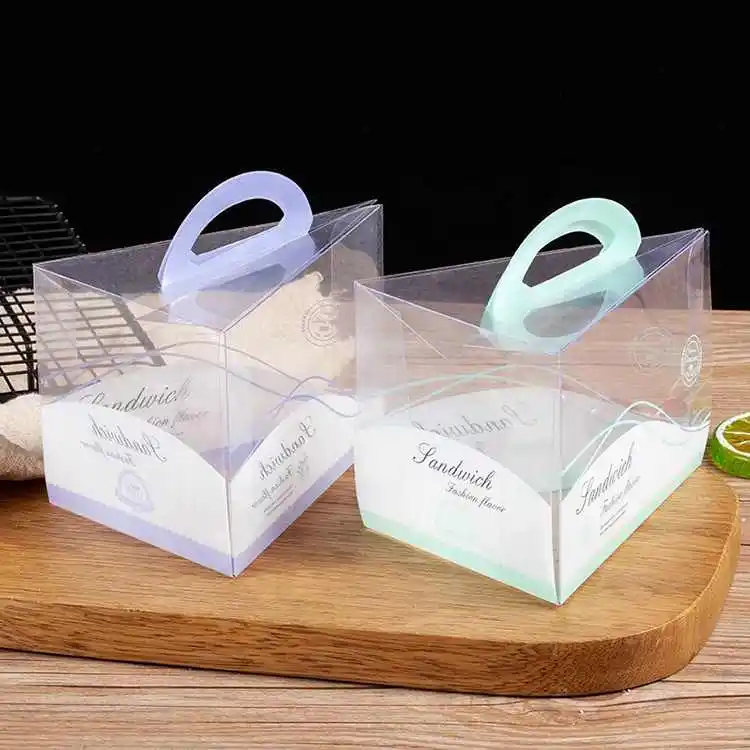 Goedkope Prijs Wegwerp Clear Triangle Cheese Ceese Cake Box Met Handvat