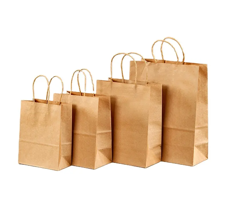 Custom Logo Kraft Paper Bag Biodegradable Eco-Friendly Plastic Bag Gift Food Kraft Paper Bag with Handle