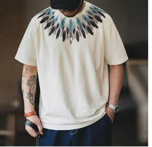 <span class=keywords><strong>T</strong></span>-shirt da uomo in piuma azteca 2023 di alta qualità in cotone 100% - Product Image 3