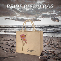 Sac fourre-tout personnalisé pour mariage, plage, mariée, shopping, avec logo, en polyester, motif lettres moyennes JUXIN, pour promotion, nom personnalisé