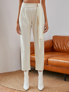 Weixin Dropshipping <span class=keywords><strong>pantaloni</strong></span> da donna <span class=keywords><strong>bianchi</strong></span> <span class=keywords><strong>con</strong></span> <span class=keywords><strong>cintura</strong></span> annodata OEM - Product Image 2