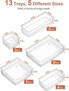 <b>Kitchen</b> Bathroom Clothing Stackable Drawer Dividers Clear Adjustable Multifunction Modern Organizer <b>Box</b> <b>Storage</b> Tray - Product Image 2