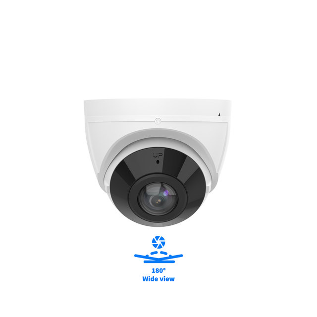 NDAA Compliant AI 8MP Panoramic Turret PoE IP Security Camera, 180° Wide Angle, Smart IR 20m, Built-in Mic, 120dB WDR