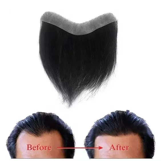 New Thin Skin PU Base Natural Hair Line Pu Skin Frontal Hair Pieces Human Hair Men Toupee V Loop Toupee Wig
