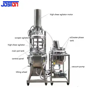 जोस्टन स्टेनलेस स्टील 304 316L कॉस्मेटिक मशीनरी क्रीम विनिर्माण लैब स्केल पोर्टेबल वैक्यूम इमल्सीफाइंग टैंक मशीन
