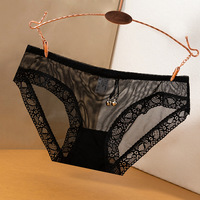 Culotte transparente en dentelle à nœuds floraux sans couture pour femmes avec taille XL Lingerie sexy douce mode pour dames