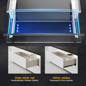 Ficgoal im lặng 2 lần undermount Ngăn kéo trượt xử lý cho nhà bếp phòng tập thể dục phòng ngủ phòng tắm đồ nội thất song song ngăn kéo ngăn kéo ngực - Product Image 5