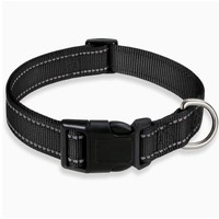Collier pour chien Hiphoppet réglable, souple, durable, respirant, en nylon, avec boucle réfléchissante, personnalisable, motif uni pour animaux de compagnie