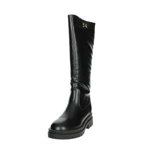 Bottes hautes pour femmes en cuir noir à talon plateforme, mode hiver - Product Image 6