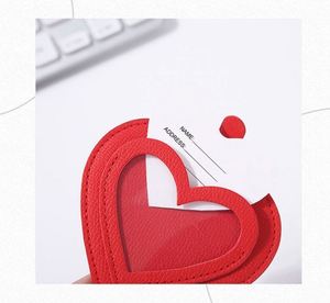 Étiquette de bagage en PU haut de gamme, motif cœur simple, tendance, pour l'identification des sacs, anti-perte, pour le voyage transfrontalier - Product Image 3