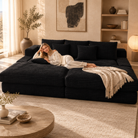 Luxuriöses, modernes, quadratisches Vakuum-Kompressions-Schlafsofa im Lazy-Style: Plüsch-Wolkensofa mit extra breiter Sitztiefe und dicken Streifen für Villen