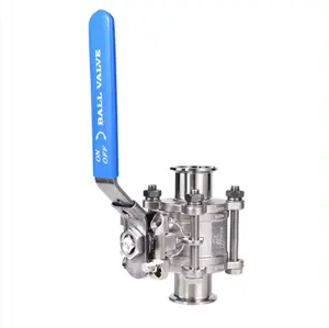 HEDE Direct Sells PN10 Handle Control SS304 316L Stainless Steel Sanitary Manual Flange 3 Piece Ball Valve