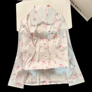 Set di pigiami <span class=keywords><strong>in</strong></span> raso ricamato regolare di base su misura 2 pezzi pigiami <span class=keywords><strong>in</strong></span> bianco di <span class=keywords><strong>seta</strong></span> da <span class=keywords><strong>donna</strong></span> Set pigiami <span class=keywords><strong>in</strong></span> raso - Product Image 3