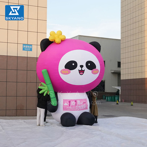 Personalizzato all'aperto pubblicità gonfiabile cartone animato gigante rosa scuro gonfiabile orso dei cartoni animati con bambù per eventi d'amore - Product Image 2