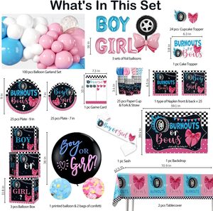 Kit de Décorations Personnalisées pour Révélation du Sexe du Bébé : Comprend des Motifs Brûlés, Assiettes, Toile de Fond, Nappes, Ballons et Autocollants - Product Image 2