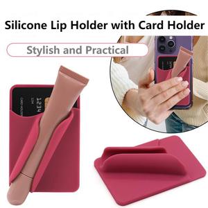 ที่ใส่ลิปสติกซิลิโคนพร้อมที่ใส่บัตร  ติดกับเคสโทรศัพท์มือถือ ใช้ได้กับสมาร์ทโฟนส่วนใหญ่  กระเป๋าใส่บัตรติดโทรศัพท์ - Product Image 5