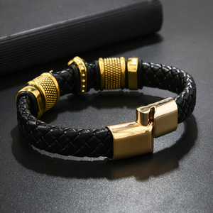 Op Maat Gemaakte Gepersonaliseerde Vintage Meerlaags Lederen Armband Vrede Label Heren Magnetische Gesp Gedenkteken Sieraden Armband