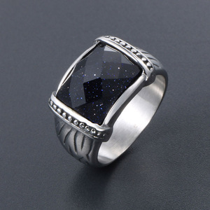 Anillos de Pareja Estilo Europeo Americano, Acero de Titanio, Cristal Geométrico, Engaste de Bisel con Diamantes de Imitación, Unisex, Uso Diario SA712 - Product Image 4