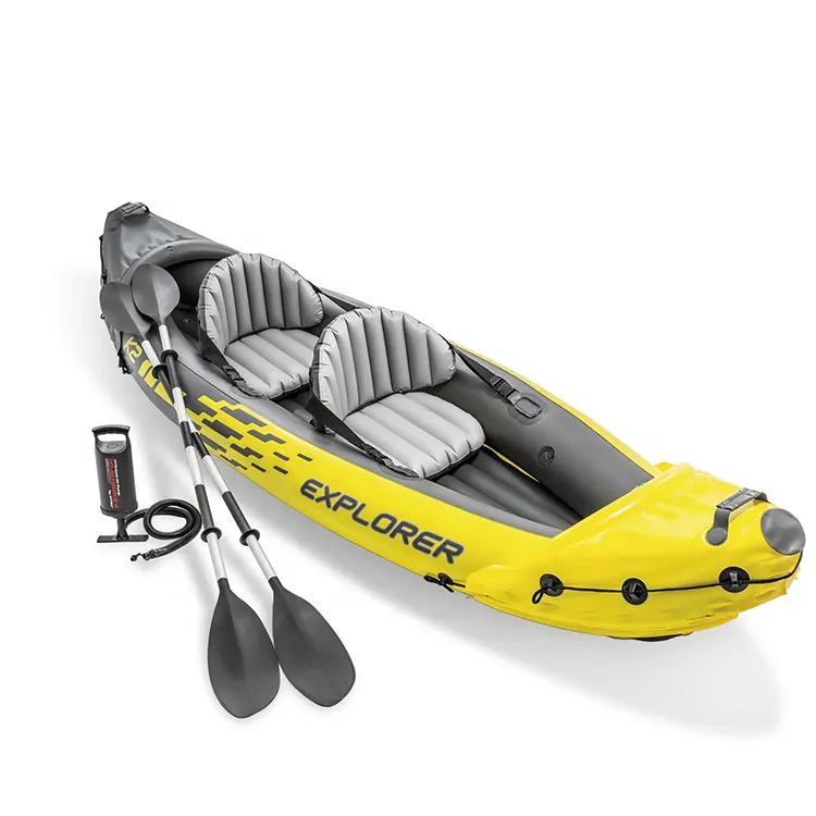 68307 Dua Orang Perahu Kano Kayak Tiup Olahraga Air Danau Sungai Laut Kuning