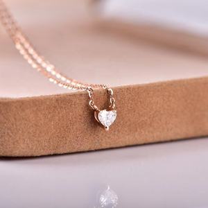 אישית 18k מוצק זהב יהלומים לב שרשרת זהב שרשרת שרשרת - Product Image 2