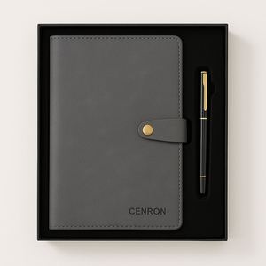 Executive PU Leather A5 Notebook with Button Strap and Pen /Corporate Stationery Gift Box for VIP Client Orders - Product Image 6