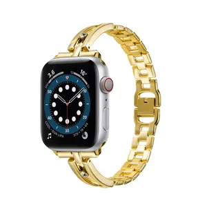आपूर्तिकर्ता स्मार्ट घड़ी बैंड धातु स्टेनलेस स्टील बैंड लक्जरी एप्पल के लिए घड़ियों महिलाओं कलाई घड़ी एस 6 7 8 पट्टा