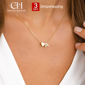 Thép không gỉ 14k vàng PVD mạ liên kết Chuỗi vòng cổ titan thép tự làm tùy chỉnh số và tên Thư Mặt dây chuyền dropshipping - Product Image 1