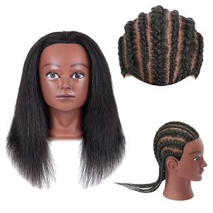 100% Real Hair Mannequin <strong>Head</strong> <strong>Training</strong> <strong>Head</strong> Manikin Cosmetology Doll <strong>Head</strong> for Hairdresser Practice Braiding Hair Styling with - Product Image 1