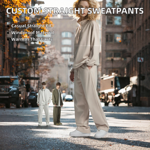 Pantalon de survêtement décontracté pour homme, coupe droite, en molleton bouclette, taille élastique, couleur unie, style rétro streetwear hip-hop. - Product Image 2
