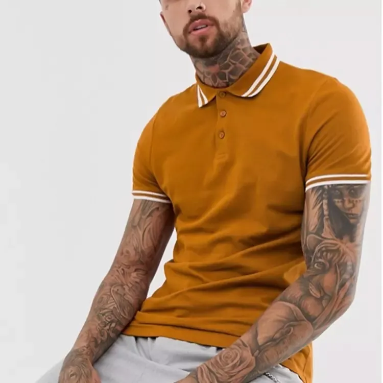 Fashion Man Kurzarm 100% Baumwolle Casual Solid Color Slim Fit benutzer definierte Fitness Polo-Shirt